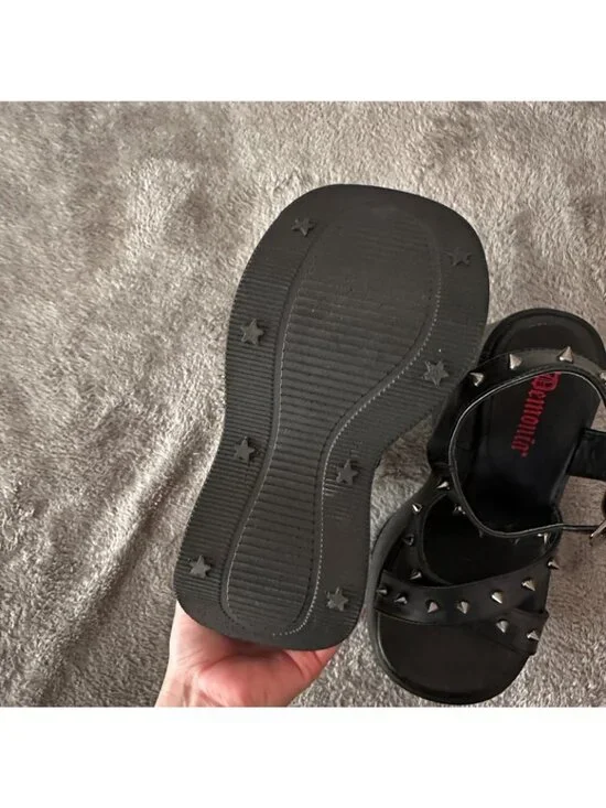 Demonia Dynamite-02 Black Star Cutout Platform Sandals Shoes Women's 8 - Picture 7 of 8